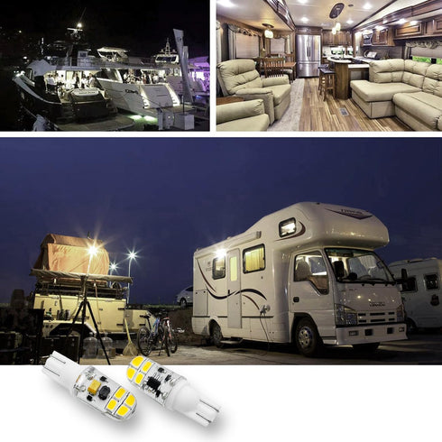 KAKEMONO T5 T10 Wedge Base 2W LED Bulb for 12V 24volt Landscape Path Light, 921 922 912 194 168 T10 wedge RV Camper Trailer Motorhome Marine Boat ...