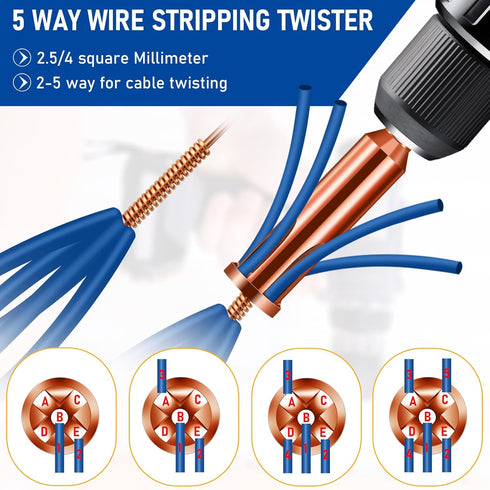 Universal Wire Twisting Tool Cable Wire Stripper and Twister Wire Twister Tool For Drill Electrical Wire Stripping Tool for Stripping and Twisting...