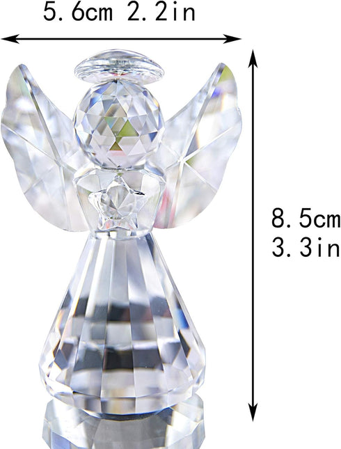 HDCRYSTALGIFTS 3inch Crystal Guardian Angel Figurine Paperweight Decor Glass Angel Statue Ornaments Art Collectible Gift for Women (Clear)...
