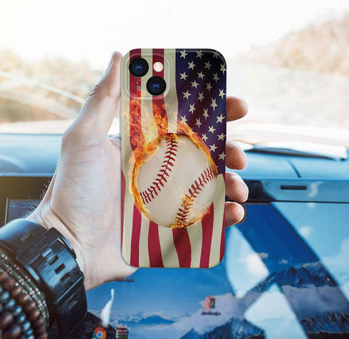 Case Compatible with iPhone 15 Plus Case,Burning Baseball 3D Design Phone Case,Stylish Durable Shockproof Raised Bumper Corners Case for 15 Plus 6...