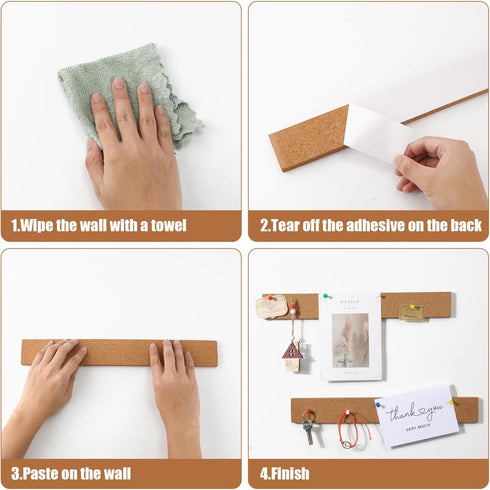 6pcs Bulletin Board Cork Strip, Natural Frameless Cork Board Strips Cork Board Strips Self Adhesive for Office School Home Decor (1/2 Inch Thick)...