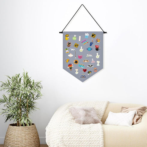 Wall Hanging Brooch Organizer Storage Board Colorful Enamel Pin Badge Canvas Display Banner Earrings Case Collection Holder 12.6x10in(Not Include ...