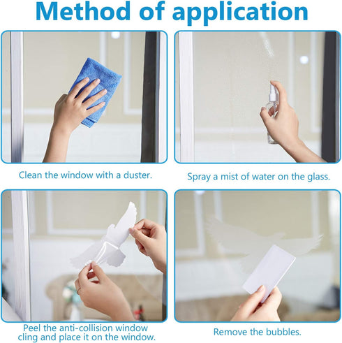 Boao Large Size Anti-Collision Window Clings - Translucent/Dusted Bird Deterrent for Doors, Windows & Glass...