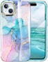 Case for iPhone 15 Case Built with Screen Protector, Lightweight and Stylish Full Body Shockproof Protective Rugged TPU Marble Case for Women/Girl...