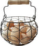 Wire Egg Basket for Gathering Fresh Eggs,Egg Baskets for Fresh Egg Farmhouse,Egg Collecting Basket,Round Metal Egg Basket With Handle,Refrigerator...