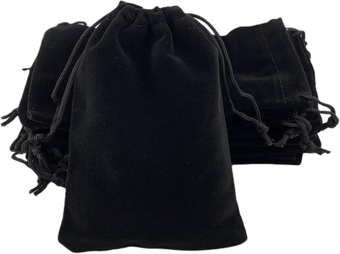 AEAOA Gift Bags, Pack of 25 Pieces 6" X 5" Velvet Drawstring Jewelry Pouches, for Candy, Pins, Jewelry, Treats, Birthday Party Favors (Black)...