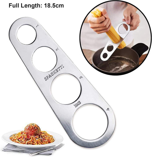 NewlineNY Stainless Steel 5 Pcs Handy Gourmet Pasta and Kitchen Tool Set: Pasta Noodle Multipurpose Tong, Spaghetti Measure Tool, Pizza Roller Whe...