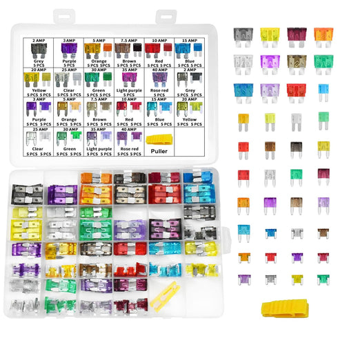 MuHize 200-Piece Blade Fuse Assortment Kit - Standard Size (ATR/APR) Multi-Amp 2A to 40A for Car/Truck/SUV/RV - 11 Values Reliable Circuit Protect...