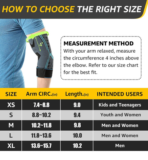 HiRui 2 PACK Elbow Brace for Men Women, Elbow Compression Sleeves With Adjustable Straps, Tennis Elbow Golfer Elbow Treatment Arm Support for Work...