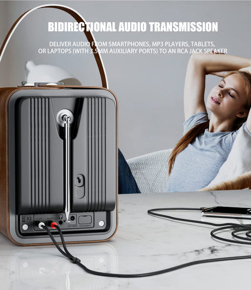 3.5mm to 2RCA Cable,Headphone Male to Male Jack Adapter Nylon Braided 1/8 to RCA Audio Y Cord, Gold-Plated Plugs, for Smartphones, MP3, Tablets, H...