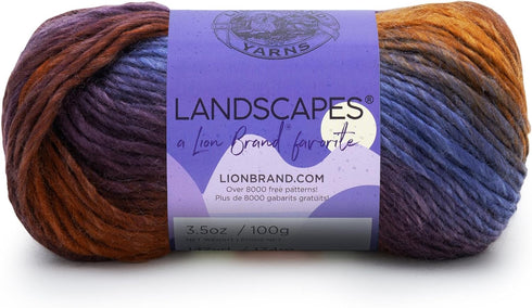 (1 Skein) Lion Brand Yarn Landscapes Yarn, Mountain Range, Blue, Brown...