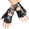 Accmor Leather Punk Gloves Fingerless Gloves for Women Driving Cycling Sports Cosplay Performance Half Finger Gloves for Women Teens Kids...