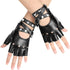 Accmor Leather Punk Gloves Fingerless Gloves for Women Driving Cycling Sports Cosplay Performance Half Finger Gloves for Women Teens Kids...