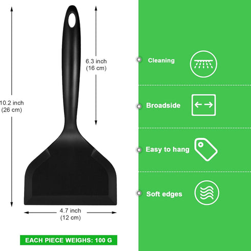 Shappy 2 Pcs Wide Silicone Spatula Tamagoyaki Shovel Turner Nonstick Fried Shovel Fish Spatula Silicone Wide Flexible Turner for Nonstick Cookware...