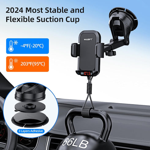 54W Bluetooth 5.3 FM Transmitter Car Adapter with Phone Holder 3-in-1, HiFi Bass Sound, Hands-Free Calling, 36W PD, QC 18W Supports TF/SD Card 64G...