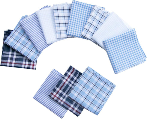 Mens Handkerchiefs 100% Cotton Plaid Handkerchiefs Classic Pocket Squares Set Gift Set 9PCS...