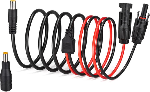Solar Panel to DC 8MM Adapter,14AWG 6FT Solar Connector to DC 8MM Male Converter Cable with DC 5.5×2.5mm Converter for Portable Power Station Sola...