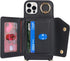 for iPhone 12/12 Pro Case with Card Holder and Strap - Zipper Pocket,Crossbody Lanyard Strap,Credit Card Holder,Stand Ring,Cute Phone Wallet Case ...