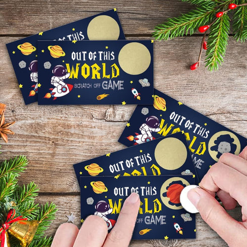 Space Theme Party Scratch Off Game Cards?32 PCS?Baby Shower Games Vouchers Festive Raffle Tickets Class Reunion Scratch Off Game Cards Christmas T...