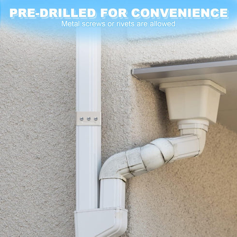 Downspout Adapter Gutter Pipe Clip Hidden Bracket 2x3 White Set of 2...