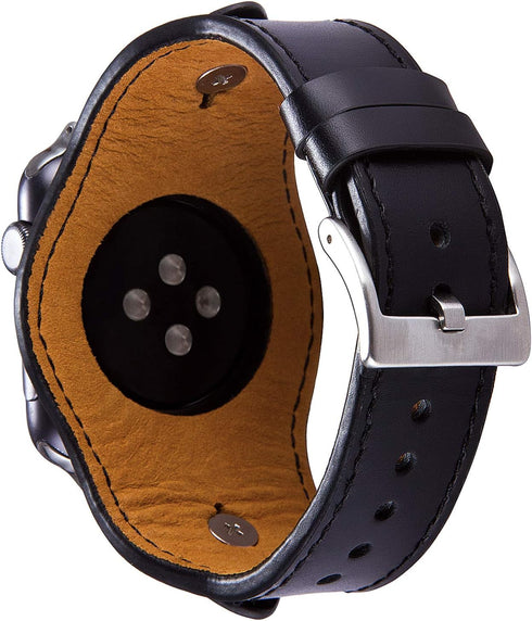 VIQIV Cuff Bracelets Bands For Compatible With Apple Watch 38mm 42mm 41mm 40mm 44mm 45mm Iwatch Series SE 7 6 5 4 3 2 1, Dressy Leather Metal Jewe...