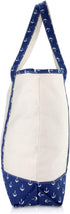 DALIX 22" Shopping Tote Bag Heavy Cotton Canvas (Zippered) Navy Blue Anchor...