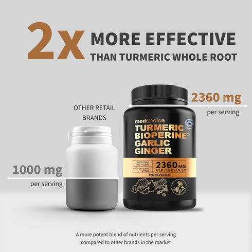 4-in-1 Turmeric and Garlic Supplements with Bioperine 2360 mg Turmeric Ginger Root Capsules with Garlic for Joint, Digestion & Immune Support (120...