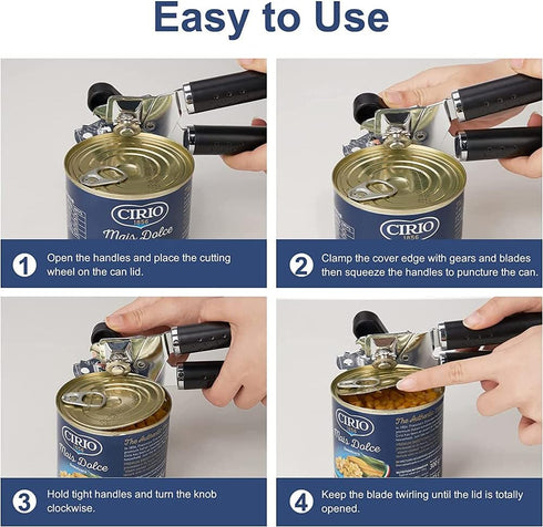 for Can Opener Manual, Handheld Can Openers with Big Effort-Saving Knob, Can Opener with Multifunctional Bottles Opener...