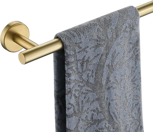 JQK Towel Bar Brushed Gold, 16 Inch 304 Stainless Steel Thicken 0.8mm Towel Rack Bathroom, Towel Holder Wall Mount, Total Length 19 Inch TB110L16-...