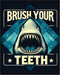 Posterizer 1 pcs-Brush Your Teeth Funny Shark Print-Comedy Art- Gift for Girls, Boys, Teens- Bathroom, restroom Decor- unframed wall art...