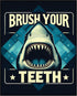 Posterizer 1 pcs-Brush Your Teeth Funny Shark Print-Comedy Art- Gift for Girls, Boys, Teens- Bathroom, restroom Decor- unframed wall art...