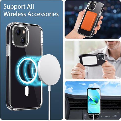 Magnetic Case Compatible with iPhone 13 Mini Case, Compatible with MagSafe Wireless Charging, Transparent Anti-Scratch Back Shockproof Protective ...