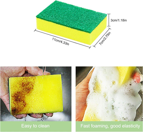 24 Pack Kitchen Sponge Individually Wrapped, Dishwashing Sponge Scouring Pad Non Scratch, Scrub Sponge for Kitchen, Bathroom, Car, Bike Wash....