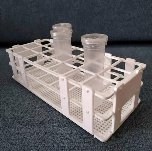 3 Packs Plastic Test Tube Rack, 21 Holes Lab Test Tube Rack Holder for 30mm Test Tubes, White, Detachable (21 Holes)...