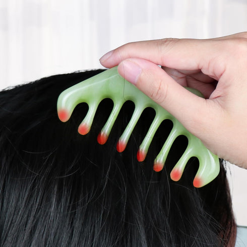 Handheld Massage Comb for Scalp and Meridian Therapy - Natural Resin Guasha Scraping and Multi-Functional Head Massager Tool for Relaxation, Acupo...