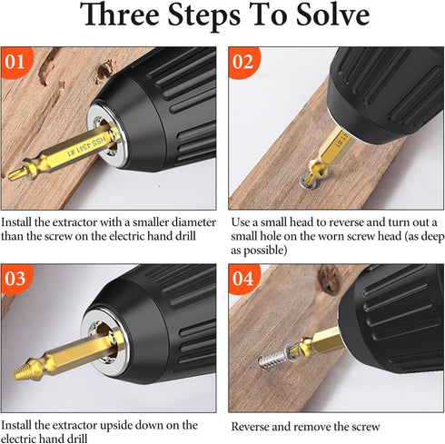 6 Pieces Gold Screw Extractor Kit,HSS 4341 Damaged Screw Extractor Set,Remover for Stripped Head Screws Nuts & Bolts Drill Bit Tools...