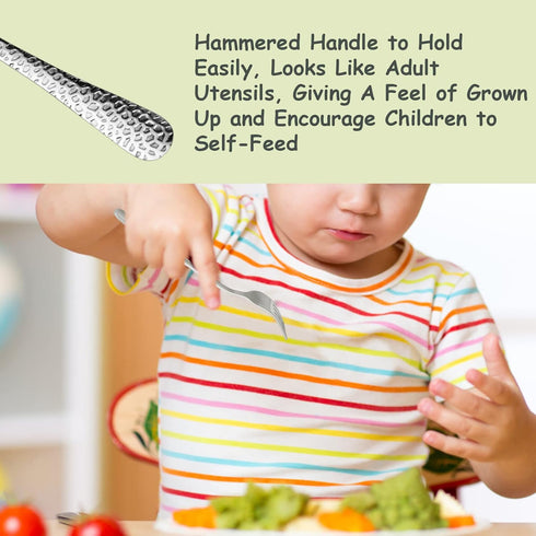 TeamFar Toddler Forks, Stainless Steel Toddler Utensil Silverware Baby Forks for Self Feeding at Home & Preschool, Healthy & Non Toxic, Mirror Pol...