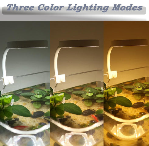 Upgraded Aquarium Light with Timer Clip On Fish Tank LED Light Small USB Light Dimmer Multi-Color White+Warm Yellow+Yellow 1 to 5 Gal (Adapter NOT...
