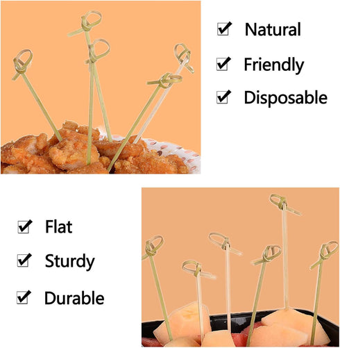 300PCS 4 Inch Bamboo Cocktail Picks - Knot Picks, Skewers, Toothpicks for Appetizers & Events...