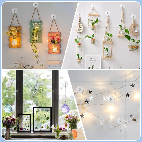 HangerSpace Suction Cup Hooks, 2.5 Inches Clear Suction Cups with Metal Hooks Large Suction Cup for Kitchen Bathroom Shower Wall Window Door - 8 P...