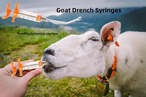 1 Pcs Goats Feed Water Distributor, Reusable, Drench Nozzle, Adjustable Dosage, for Goats, Sheep, Horse, Pig, Dog, Cattle, Cat Supplies (Orange 10...