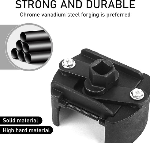 1 PC Car Oil Filter Wrench, 2.3"-3.1"/60-80mm Two-Jaw Positive and Negative U-shaped Adjustable Disassembly Tool, 1/2" Driver Toothed Anti-slip Oi...