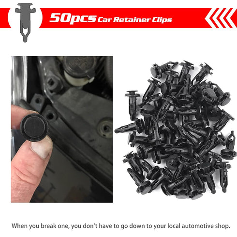 OTUAYAUTO 50Pcs Rivet Retainer Fender Bumper Fasteners Clips, OEM# 52161-02020 9mm Nylon Push-Type Automotive Clips for Toyota Tacoma Yaris Camry ...