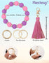 Silicone Key Ring Bracelet for Women, Elastic Beaded Wristlet Keychain Key Holder with Zircon & Tassel for Mother's Day Gift...