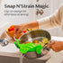 Kitchen Gizmo Snap N' Strain Clip On Strainer for Pots and Pans - Collapsible Silicone Pasta Strainer and Kitchen Gadget for Cooking - Easy to Use...