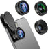 Phone Camera Lens 3 in 1 Kit, COSULAN Phone Lens Kit - 235° Fisheye Lens + 25X Macro Lens + 0.62X Wide Angle Lens, Clip on Cell Phone Lens Camera ...