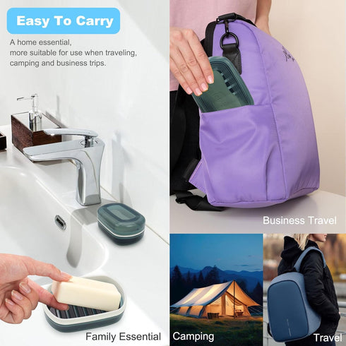 Travel Soap Container, Bar Soap Holder, Portable Soap Case, Soap Dish with Lid for Traveling, Camping, Gym, Bathroom (Blue Style-1)...