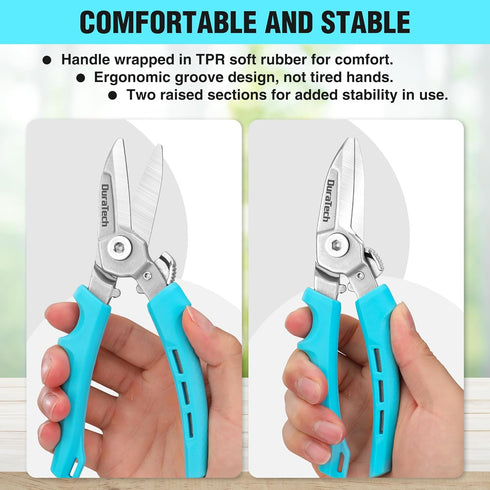 DURATECH 7 Inch Heavy Duty Scissors All Purpose, Industrial Scissors, Pruning Shears for Gardening with Serrated Blades, Built-in Spring, Lock Des...