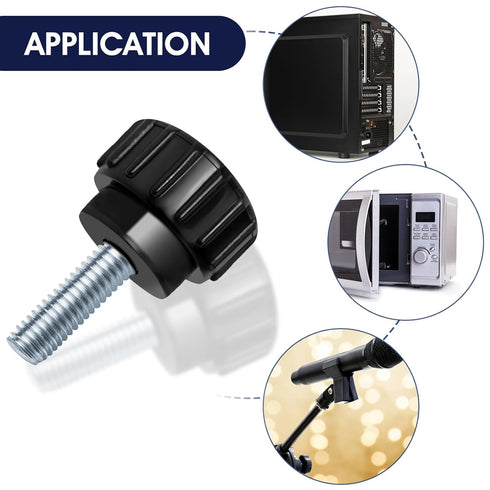 10PCS M4 x 10 mm Thumb Screws Carbon Steel Threaded Thumbscrew Black Round Clamping Screws Knurled Handle Bolts Grip Mounting Thumb Screw Knobs fo...