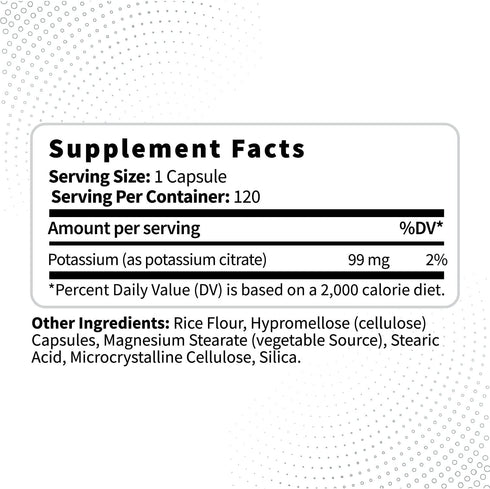 Type Zero Potassium Citrate (99mg, 120 Capsules) - Gluten Free, Non-GMO...